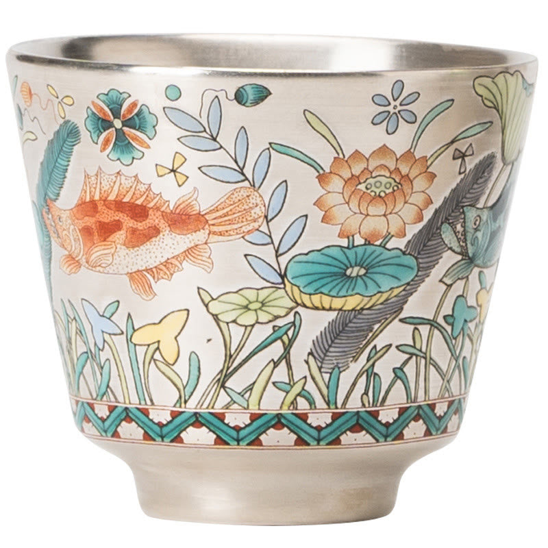 Foviel Fisch Lotus Algentee Tasse Kung Fu Tee Tasse 45ml mit Geschenk-Box