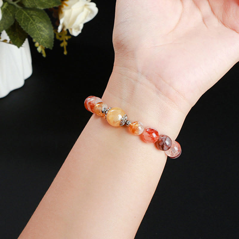 Bracelet d'équilibre en perles de quartz hématoïde rouge naturel Foviel