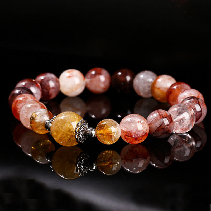 Bracelet d'équilibre en perles de quartz hématoïde rouge naturel Foviel