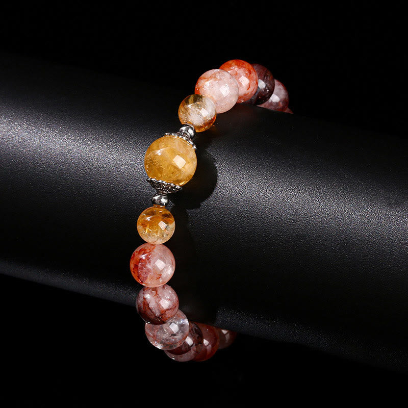 Bracelet d'équilibre en perles de quartz hématoïde rouge naturel Foviel