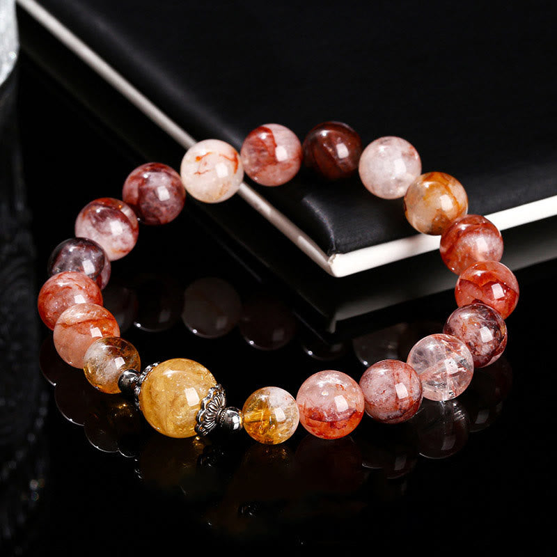 Bracelet d'équilibre en perles de quartz hématoïde rouge naturel Foviel