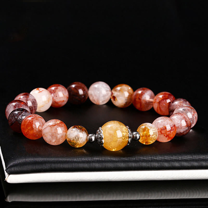 Bracelet d'équilibre en perles de quartz hématoïde rouge naturel Foviel