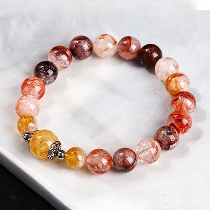Bracelet d'équilibre en perles de quartz hématoïde rouge naturel Foviel