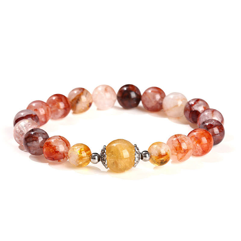 Bracelet d'équilibre en perles de quartz hématoïde rouge naturel Foviel