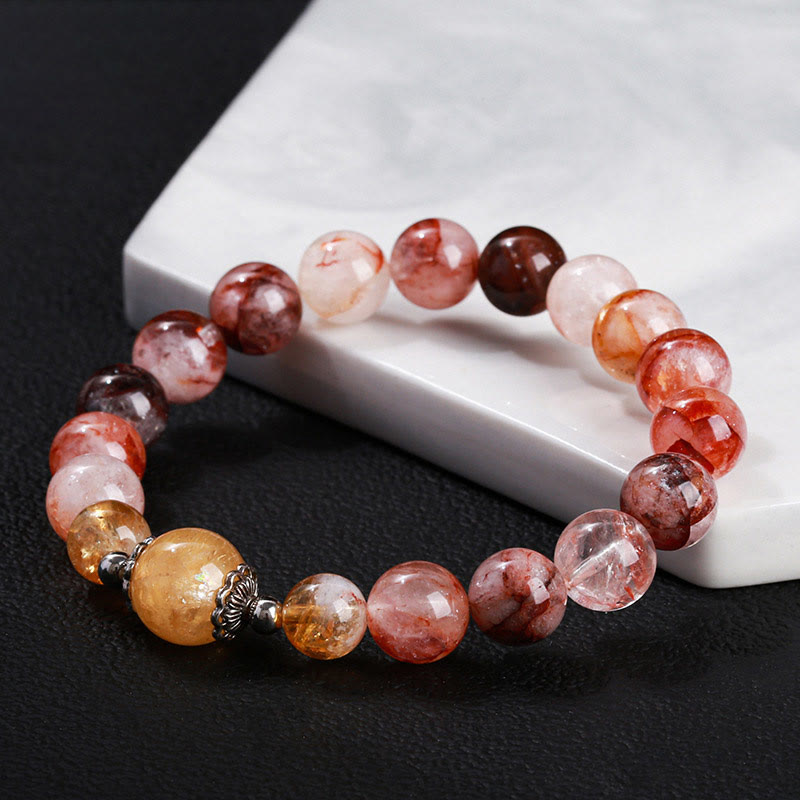 Bracelet d'équilibre en perles de quartz hématoïde rouge naturel Foviel