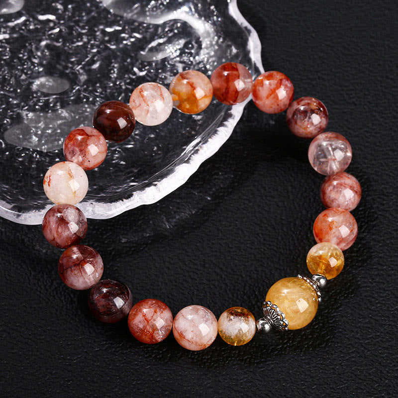 Bracelet d'équilibre en perles de quartz hématoïde rouge naturel Foviel
