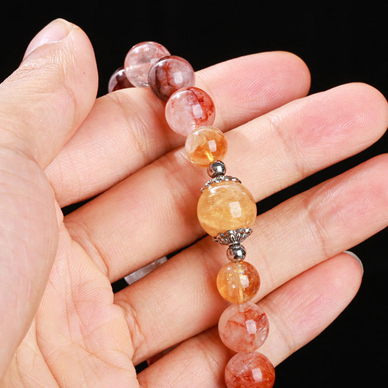 Bracelet d'équilibre en perles de quartz hématoïde rouge naturel Foviel