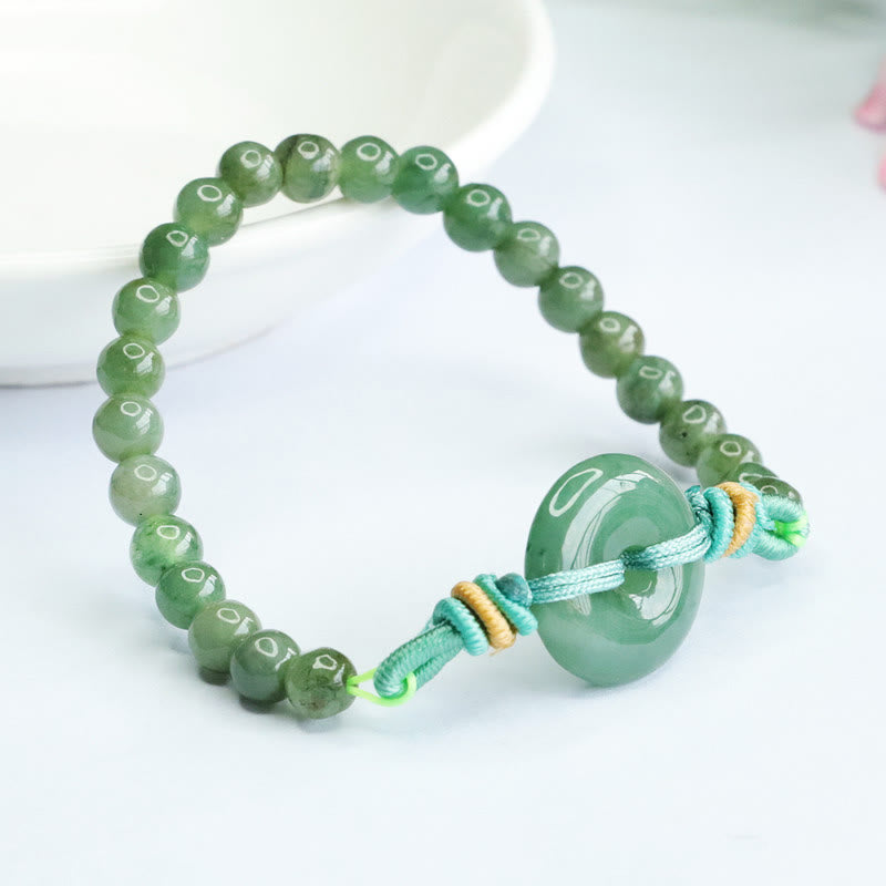 Foviel Jade Perlen Frieden Schnalle Wohlstand Armband