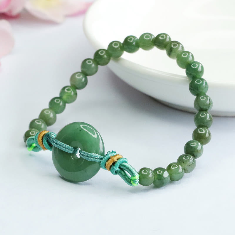 Bracelet de prospérité Foviel avec boucle de paix en perles de jade