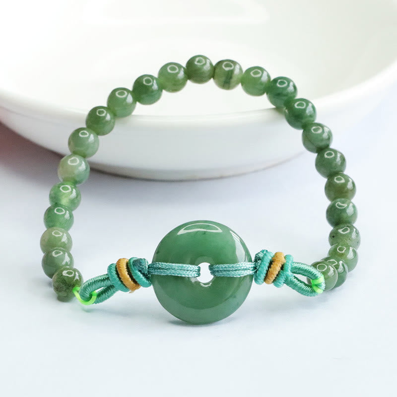 Foviel Jade Perlen Frieden Schnalle Wohlstand Armband