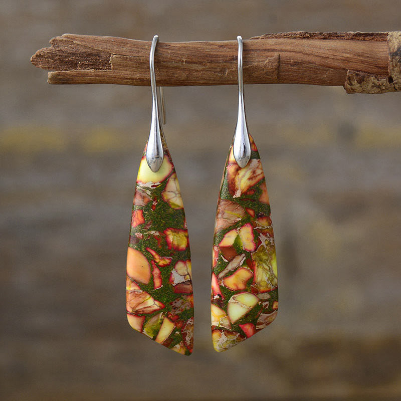 Boucles d'oreilles anti-stress en cristal géométrique en pierre d'empereur naturel Foviel