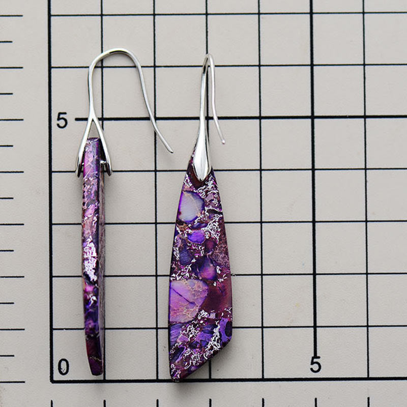Boucles d'oreilles anti-stress en cristal géométrique en pierre d'empereur naturel Foviel