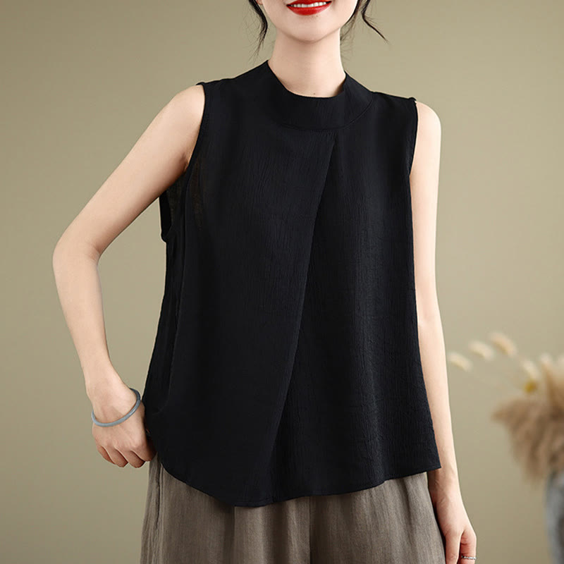Foviel Casual Plain Zurück Buttom Design Stand Halsband Damen Ärmellose Weste