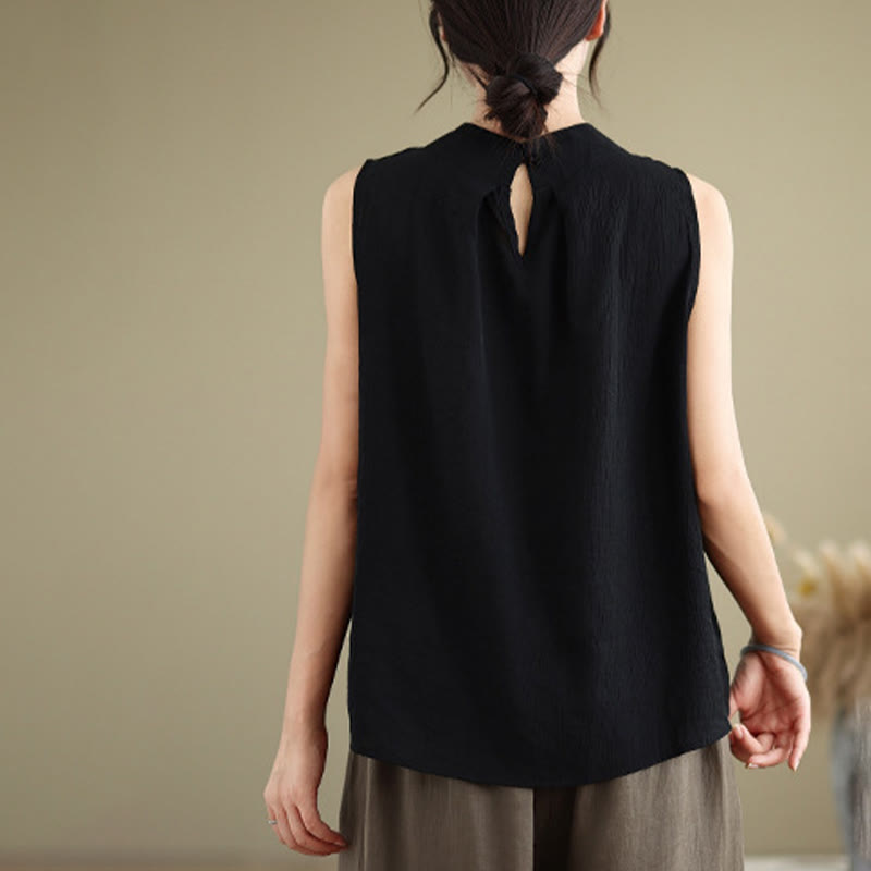 Foviel Casual Plain Zurück Buttom Design Stand Halsband Damen Ärmellose Weste