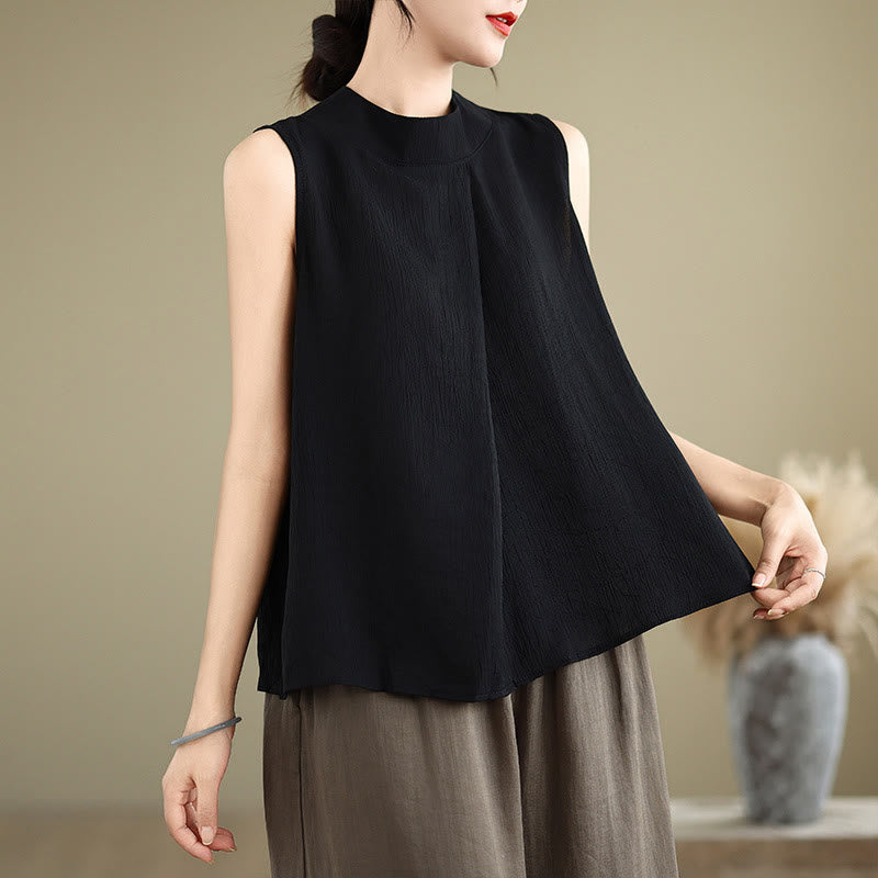 Foviel Casual Plain Zurück Buttom Design Stand Halsband Damen Ärmellose Weste