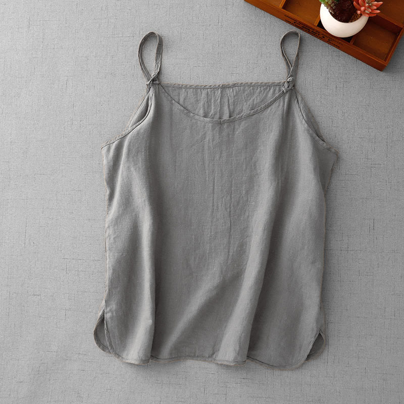 Buddha Stones Summer Plain Adjustable Strap Design Women's Cotton Linen Vest Waistcoat - DarkGray - US14,UK/AU18,EU46 (2XL) - image 14