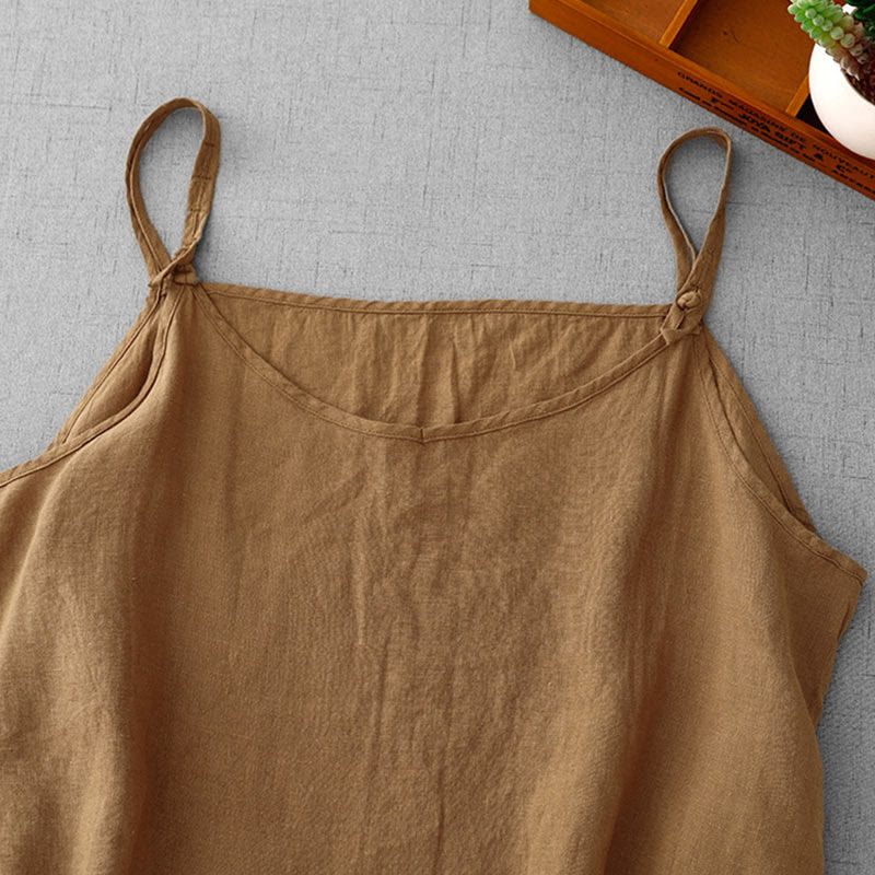 Buddha Stones Summer Plain Adjustable Strap Design Women's Cotton Linen Vest Waistcoat - image 21