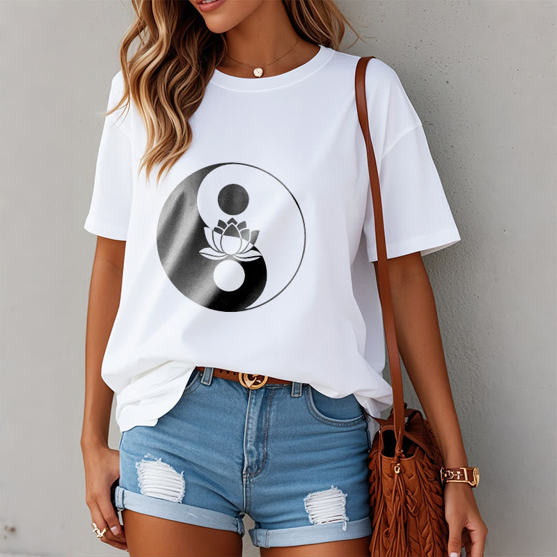 Foviel Yin Yang Lotus Flower Tee T-shirt