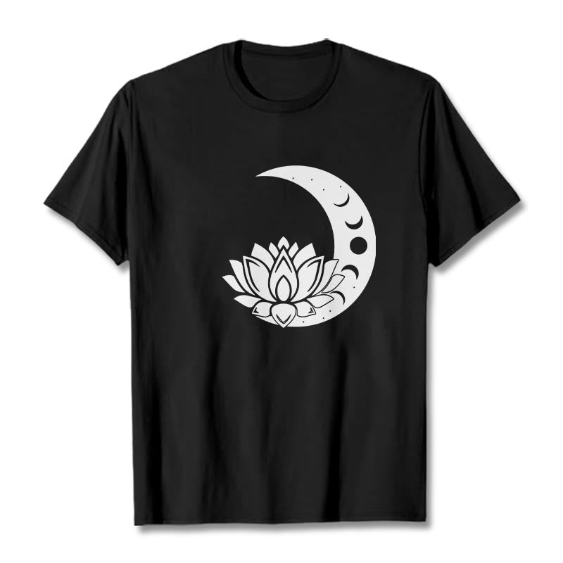 Foviel Crescent Moon Lotus Flower Sun Tee T-shirt