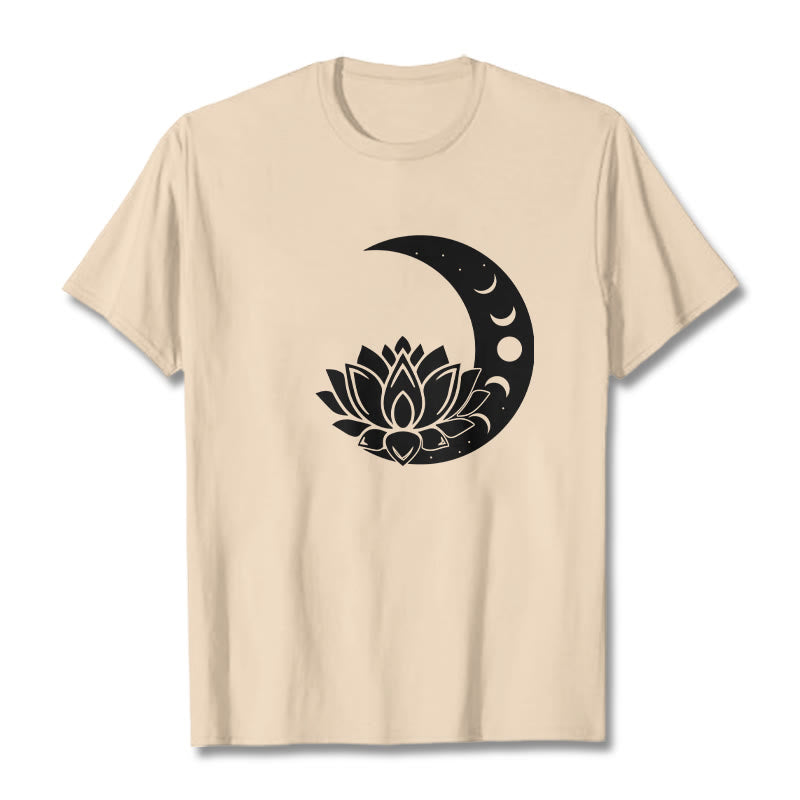 Foviel Crescent Moon Lotus Flower Sun Tee T-shirt