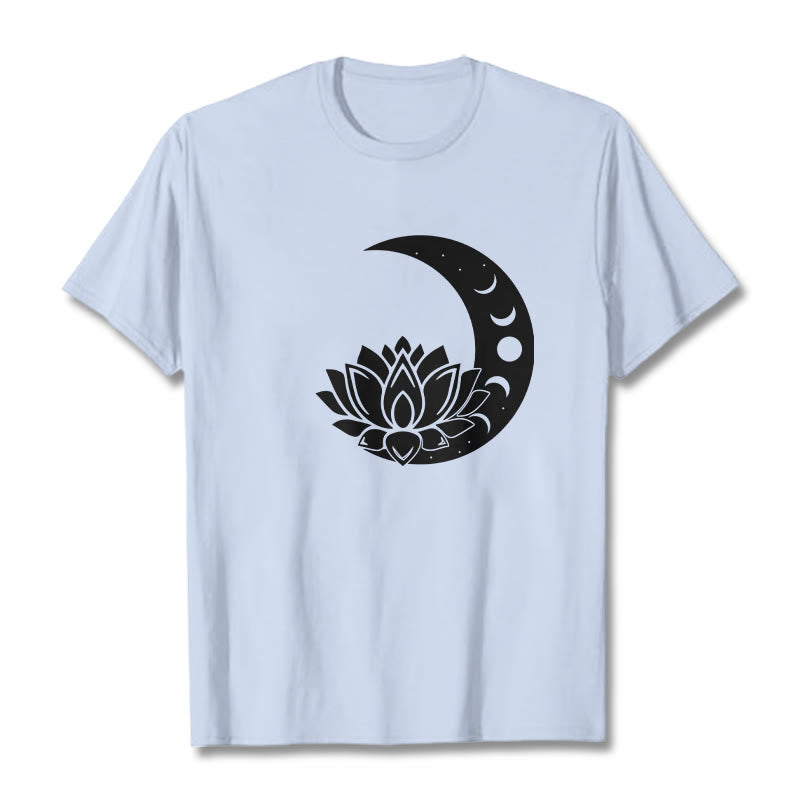 Foviel Crescent Moon Lotus Flower Sun Tee T-shirt