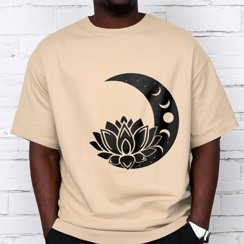 Foviel Crescent Moon Lotus Flower Sun Tee T-shirt