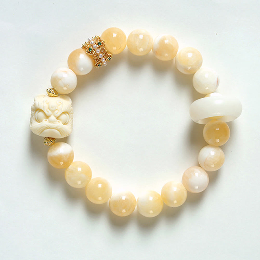 Bracelet Foviel Ambre Gris Agate Ivoire Fruit Confiance