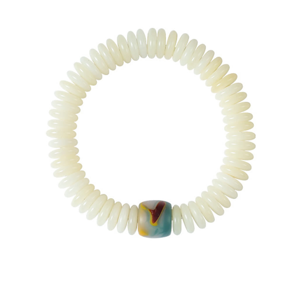 Foviel Natürliche weiße Bodhi-Samen Stein Weisheitsgold Armband