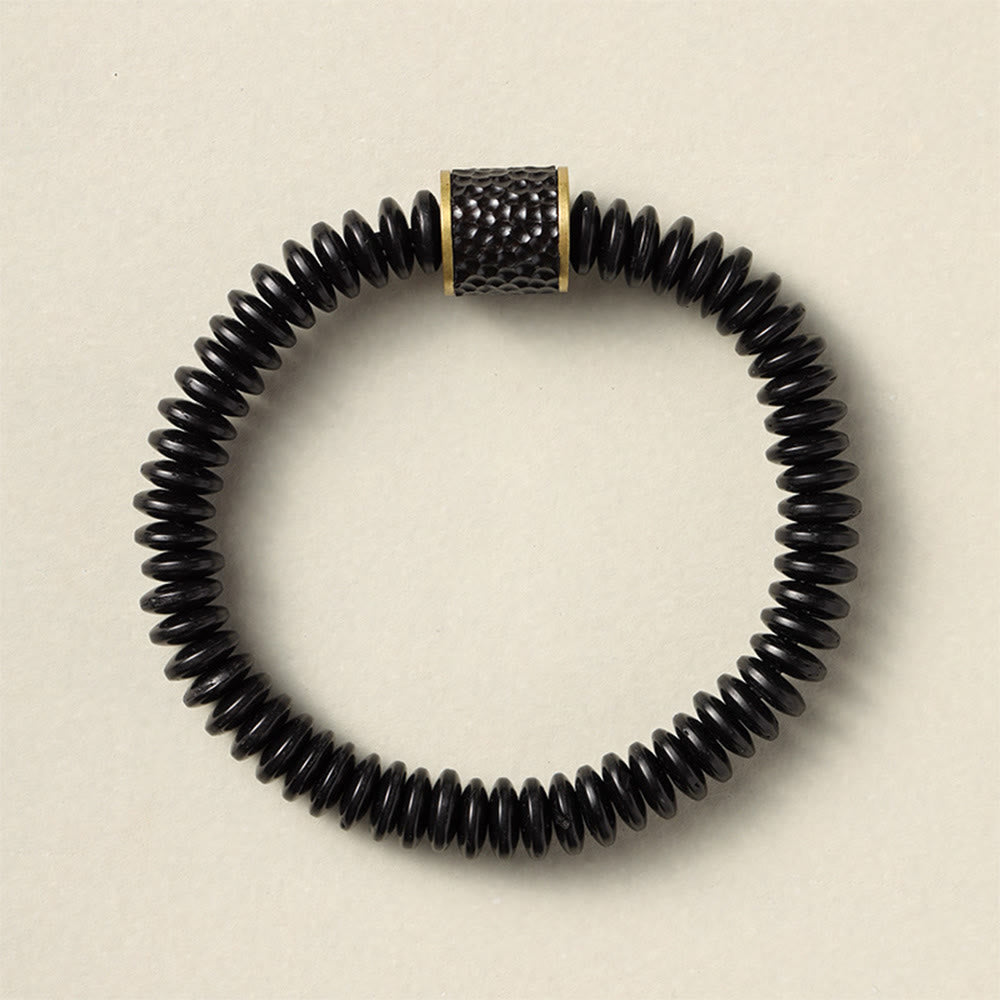 Bracelet porte-bonheur Foviel en coquille de noix de coco tibétaine, motif nuages de bon augure