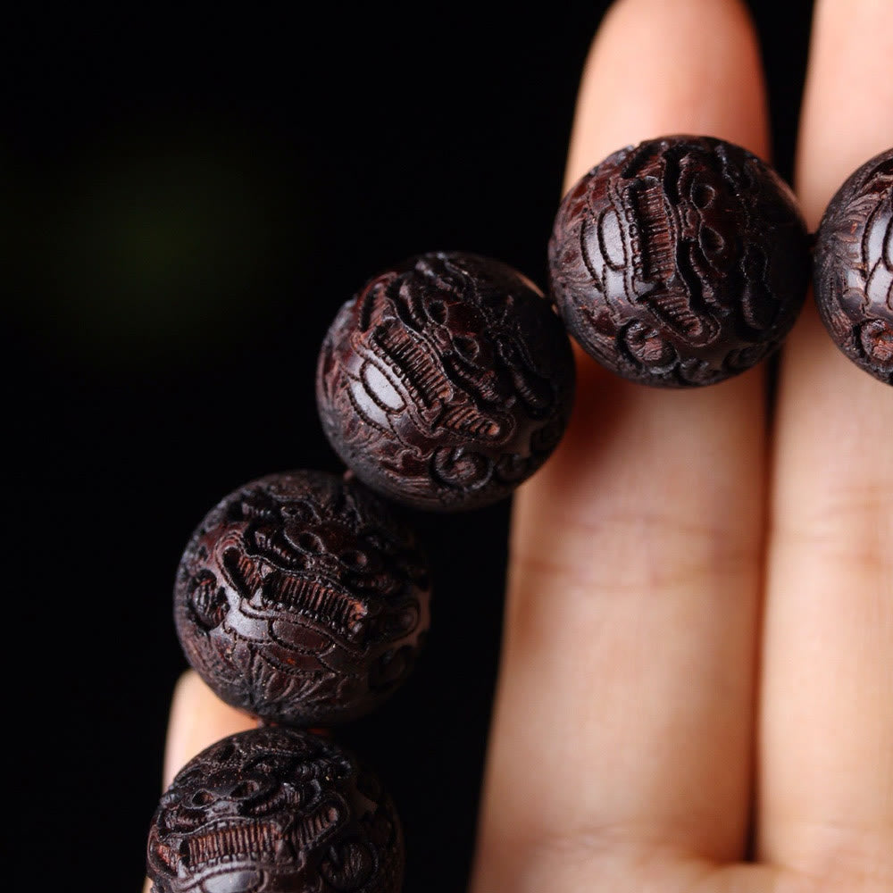 Foviel Tibetan Rosewood Engraving PiXiu Warmth Bracelet