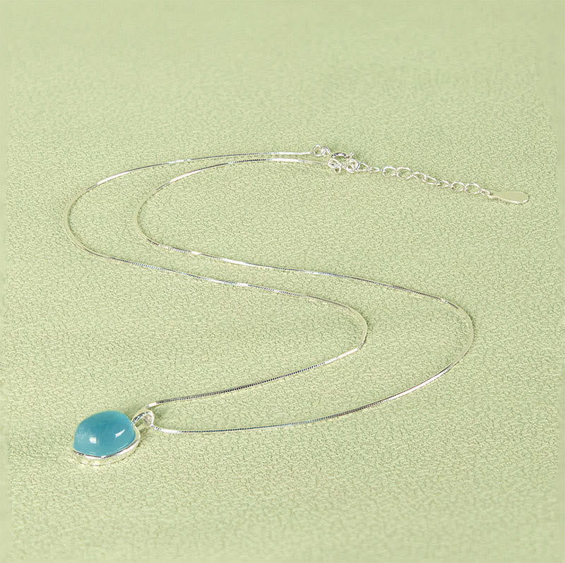 Foviel 925 Sterling Silver Aquamarine Healing Clavicle Chain Necklace Pendant