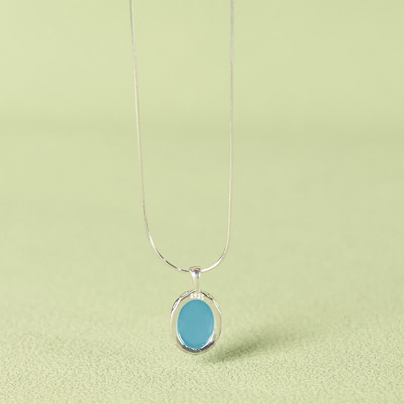 Foviel 925 Sterling Silver Aquamarine Healing Clavicle Chain Necklace Pendant