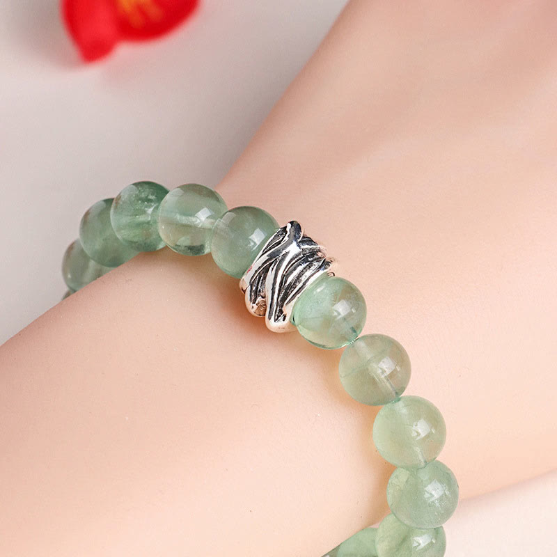 Foviel Green Fluorite Beads Moon Star Peace Bracelet
