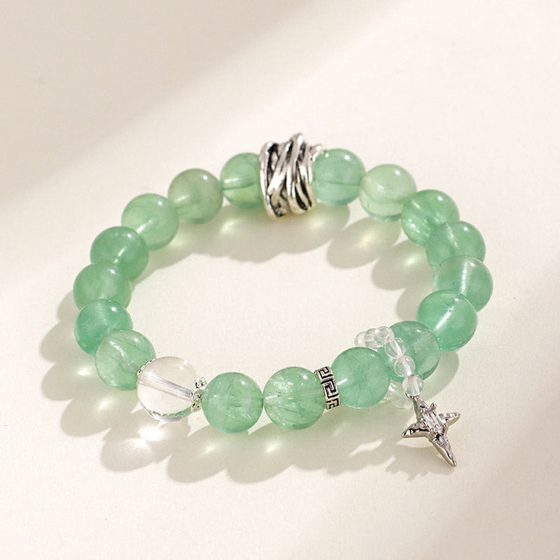 Foviel Green Fluorite Beads Moon Star Peace Bracelet