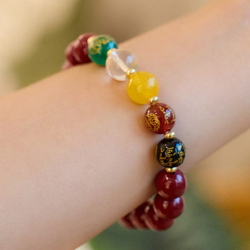 Foviel Zinnober Achate Fünf Richtungen Götter des Reichtums Segnung Armband