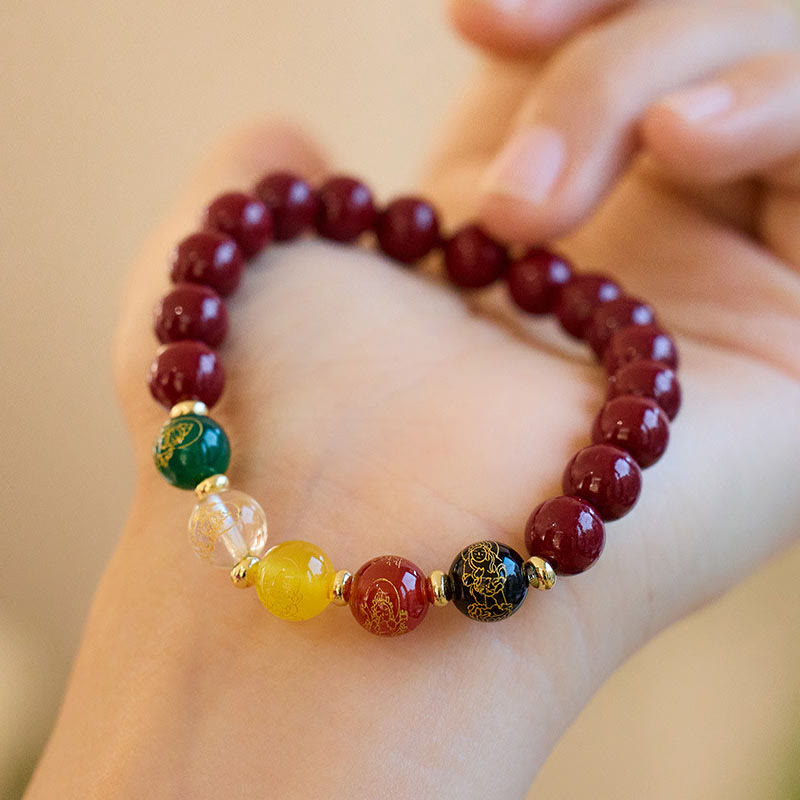 Foviel Zinnober Achate Fünf Richtungen Götter des Reichtums Segnung Armband