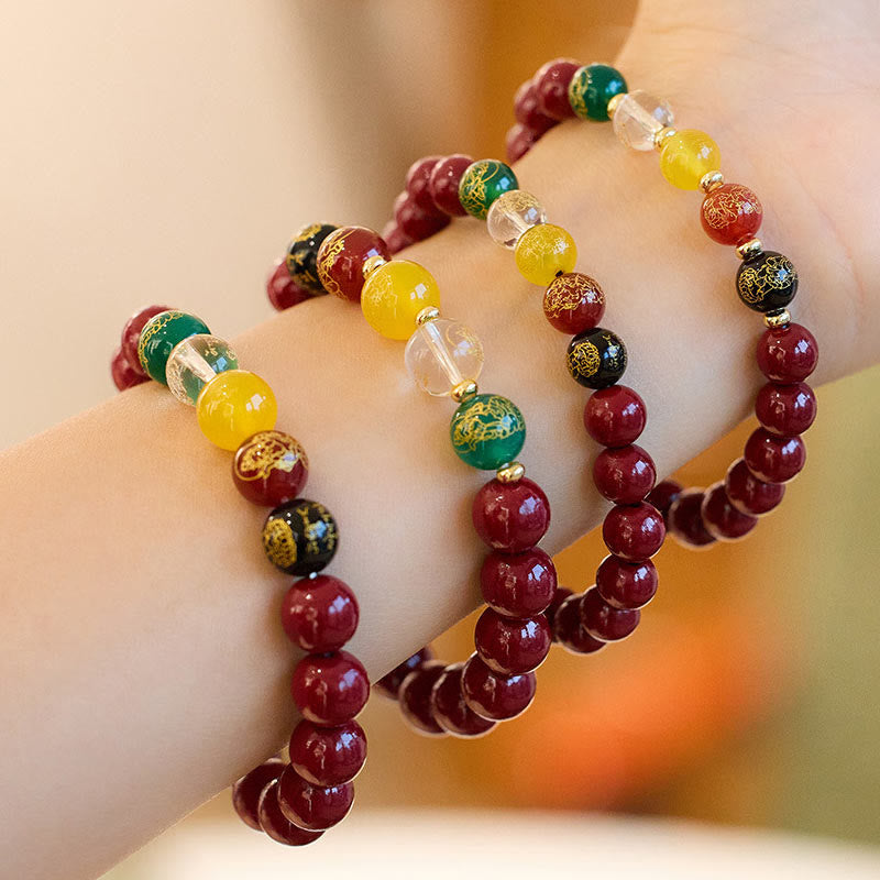 Foviel Zinnober Achate Fünf Richtungen Götter des Reichtums Segnung Armband