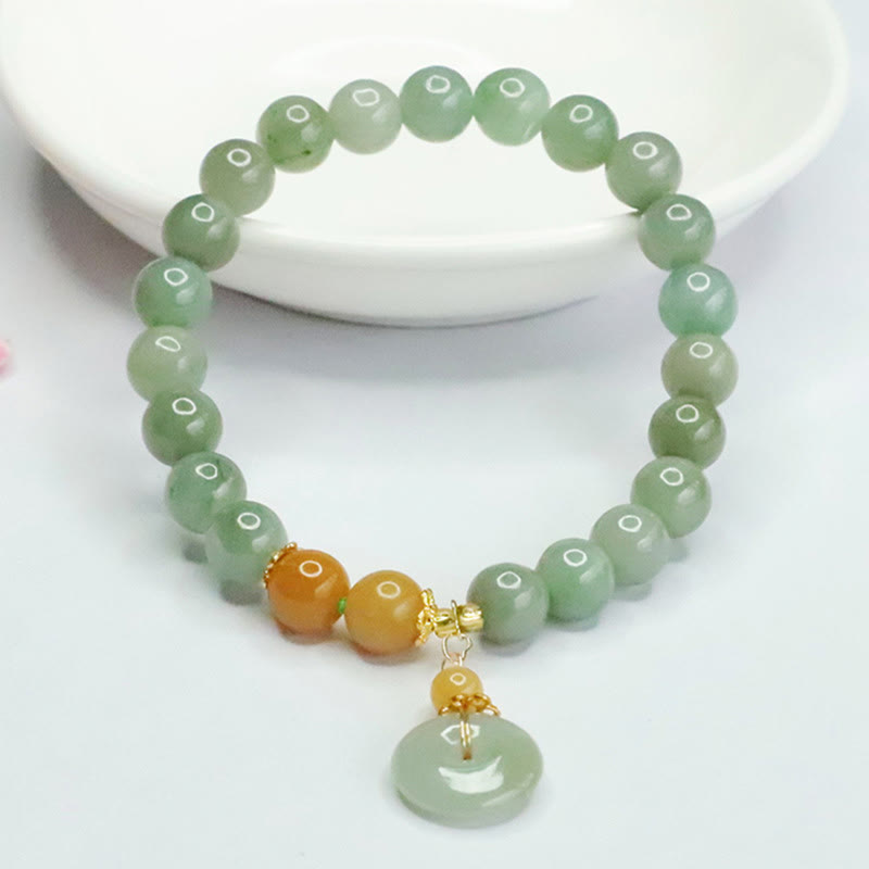Foviel Jade Perlen Frieden Schnalle Wohlstand Abundanz Armband
