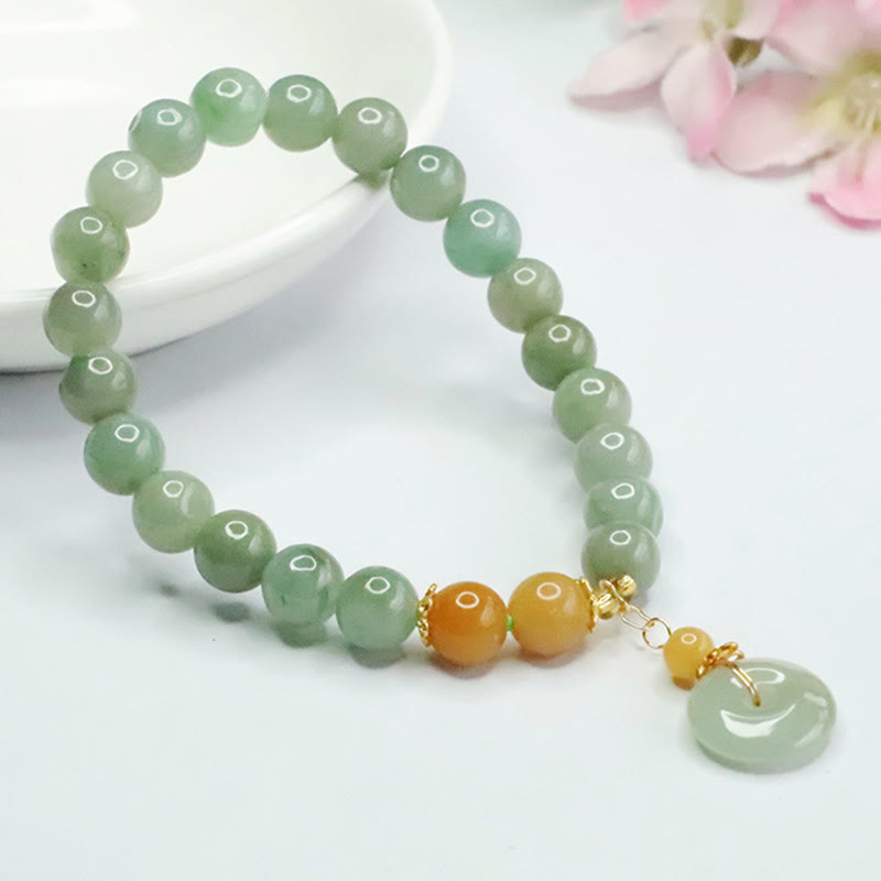 Bracelet Foviel en perles de jade, boucle de paix, prospérité et abondance