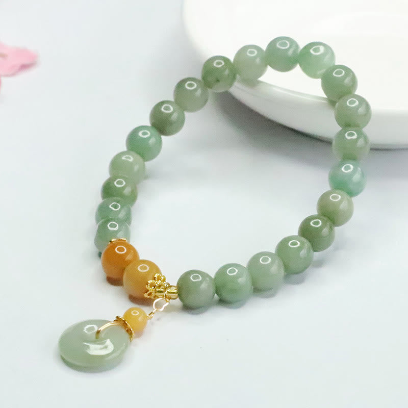 Bracelet Foviel en perles de jade, boucle de paix, prospérité et abondance