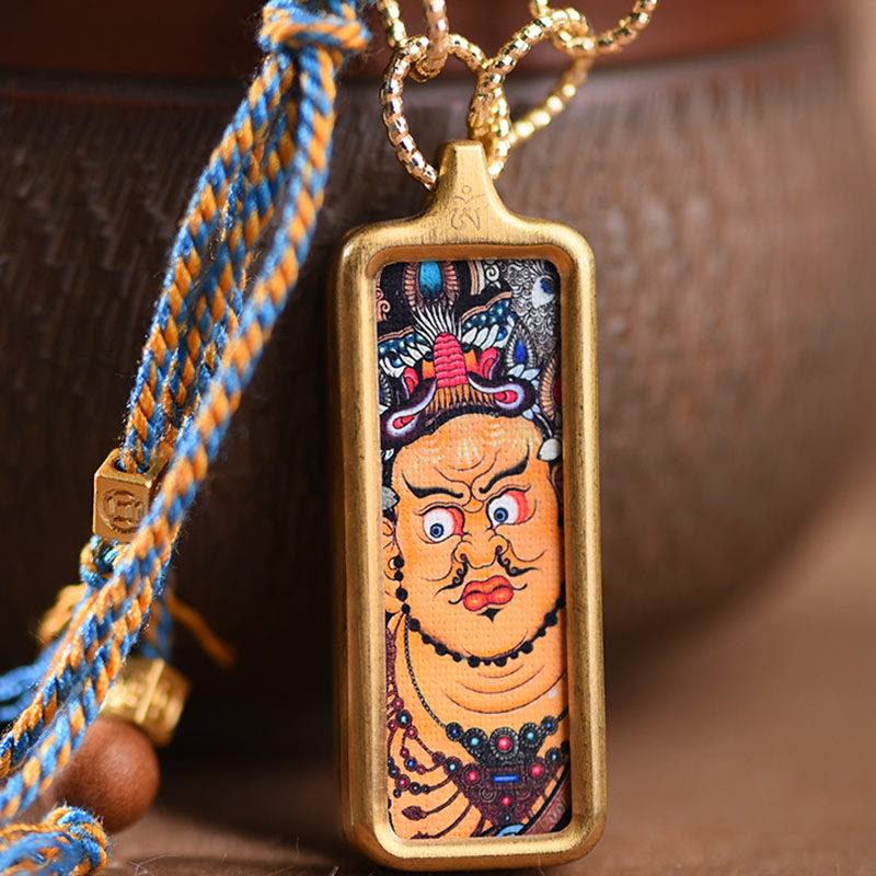Foviel Tibet God Of Wealth Titanium Steel Thangka Wealth Necklace Pendant