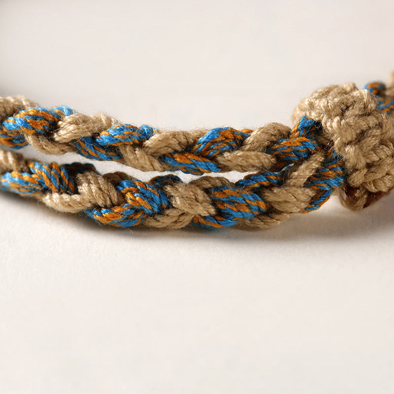 Foviel Tibetan Dzi Bead Wealth Protection Braided Bracelet