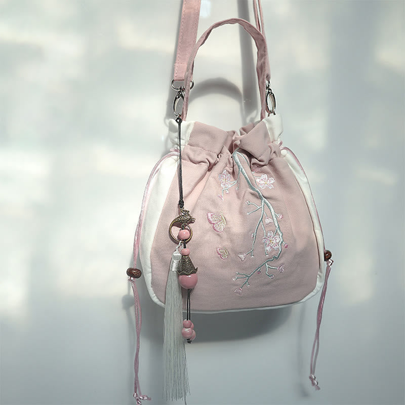 Buddha Stones Handmade Embroidered Flowers Canvas Tote Shoulder Bag Handbag Bag BS 51