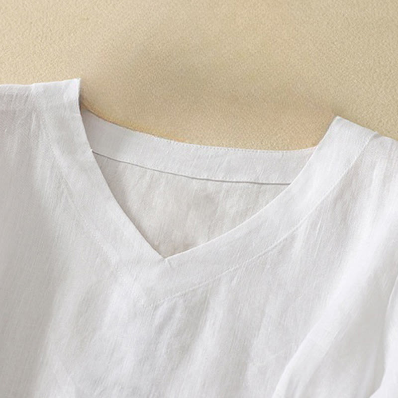 Buddha Stones Summer Casual Plain Women's V-neck Design Half Sleeve T-shirt - image 13
