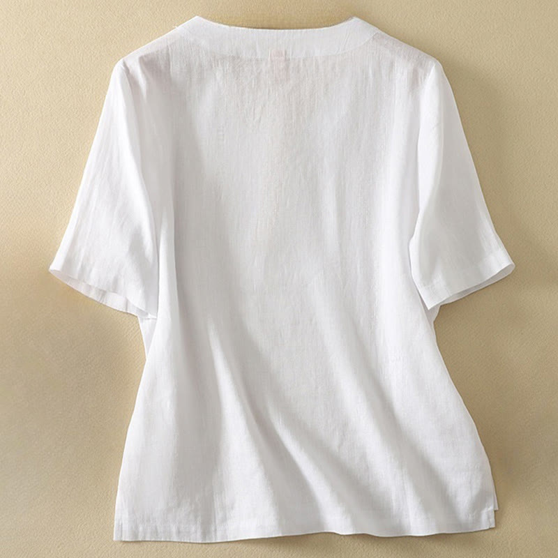 Buddha Stones Summer Casual Plain Women's V-neck Design Half Sleeve T-shirt - image 12
