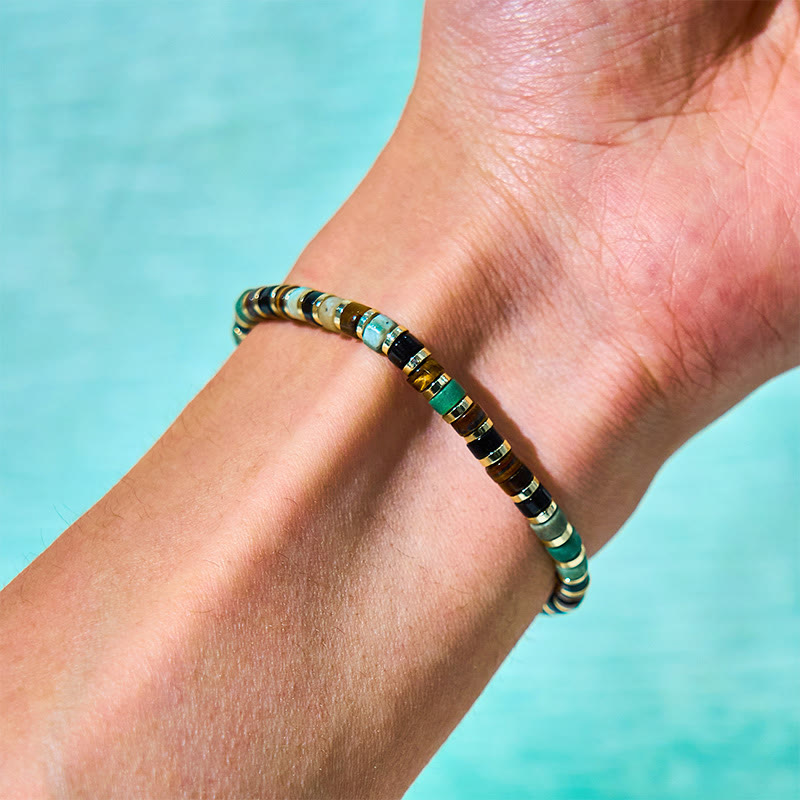 Foviel Natürliche Hematite Tigerauge Stones Unterstützung Armband