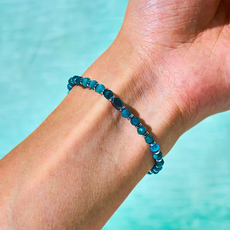 Bracelet de communication Foviel en apatite et hématite