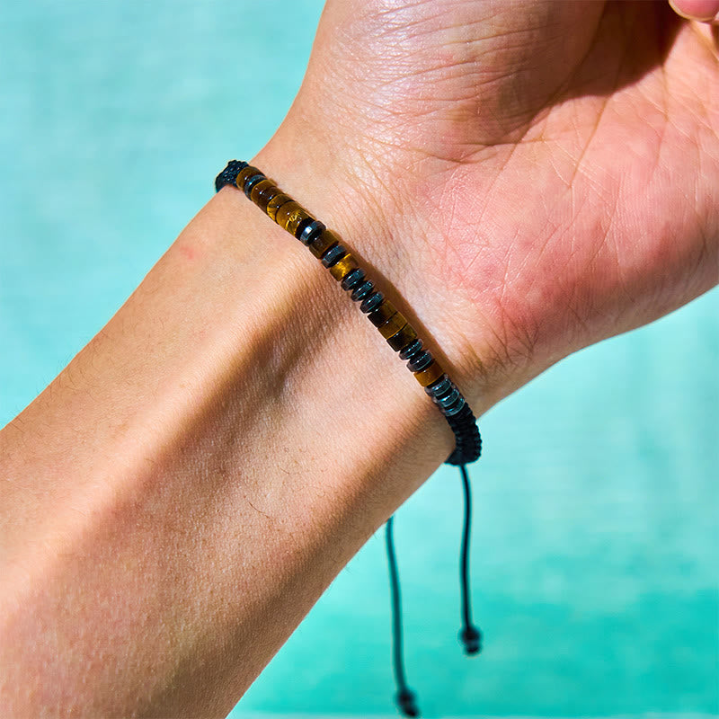 Heute GRATIS: Schutz und Stärke 3-teilig Tigerauge Lava Rock Armband Set