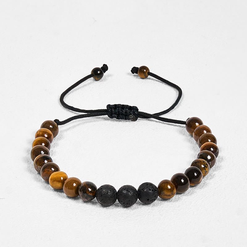 Heute GRATIS: Schutz und Stärke 3-teilig Tigerauge Lava Rock Armband Set