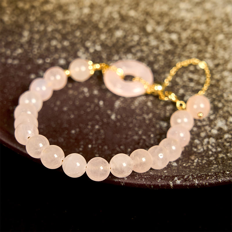 Foviel Natürlich Rosa Kristall Perlen Frieden Schnalle Selbst-Annahme Armband